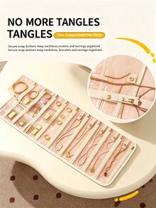 1pc Foldable Jewelry Roll Organizer, Suitable For Storing Rings, Necklaces, Earrings, Bracelets, Great Gift For Women And Girls Back To School - Multicolor - View 2