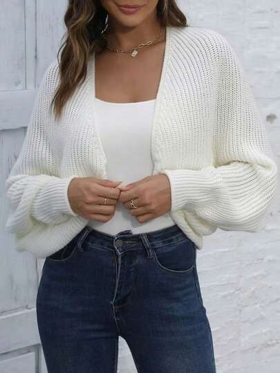 Calvaya Áo cardigan len dệt kim dáng lỏng mềm mại tay dài dáng ngắn cho nữ
