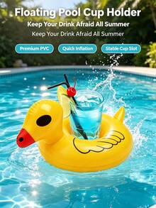 1 Inflatable Floating Pool Drink Holder – Cute Animal And Fruit Designs; Drink Floats For Summer Parties, Beach And Pool Accessories. - Swimming pool float - View 4