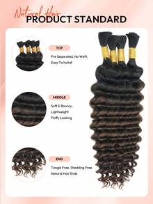 Boho Braids 100%人髮編髮髮束 波希米亞編髮 深波浪捲髮 4束/包 95g 全頭自然黑色散髮人髮接髮 無結編髮用 濕波浪 無髮簾 預分束編髮髮束 女用人髮接髮 - SNatural/4 - 查看 6