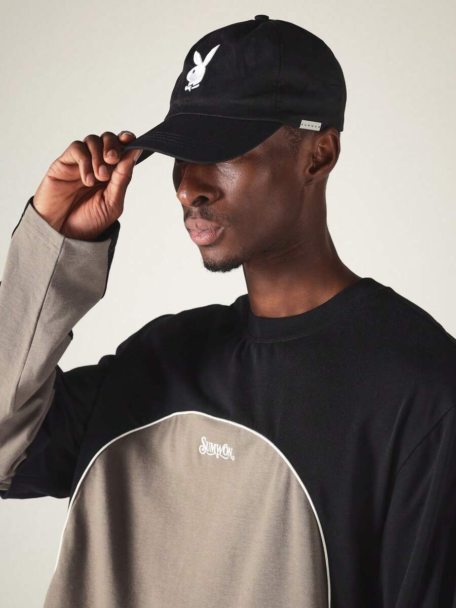 PLAYBOY X SUMWON Bunny Logo Embroidered Dad Cap Baseball Hat Adjustable Unstructured Low Profile Summer Everyday Cap - Black - View 1