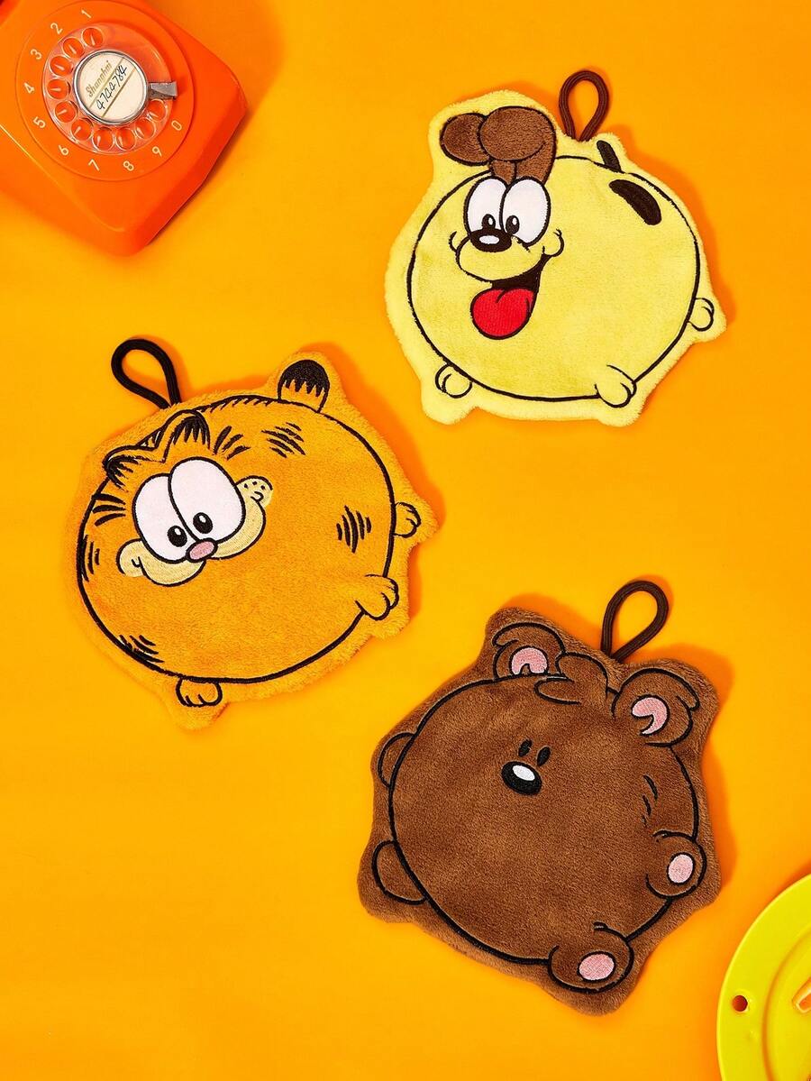GARFIELD | Joivida 1件可愛卡通手巾,超吸水珊瑚絨懸掛式手巾,柔軟快乾廚房與浴室清潔毛巾 - 彩色 - 查看 1