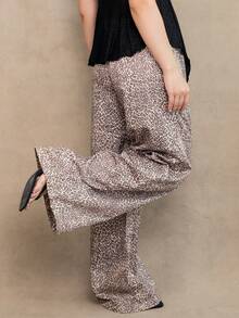 Ximena Robles Ximena Robles Thin Sexy Leopard Print Wide Leg Pants, Suitable For Casual Wear, Back To School Fall Cloth For Women Vacation Summer - Multicolor - View 5