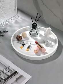 White Marble Texture Silicone Tray, Waterproof Flexible Decorative Storage Tray, Catchall Organizer Tray For Cosmetics, Jewelry, Bathroom Counter, Kitchen & Bedroom Decor - multicolor - View 6