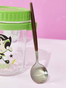 THE POWERPUFF GIRLS X POKOJA LAND 350ml Oatmeal Glass Cup With Lid And Spoon, Measuring Breakfast Container, Portable Milk, Salad, And Yogurt Cup - View 12