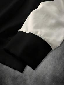 BATMAN X SHEIN Sudadera con capucha holgada y casual con estampado de murciélago y bloques de color, para primavera y otoño - Blanco - Ver 3