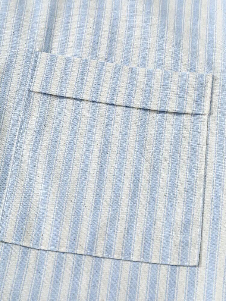 MENRIVO 1pc Loose Men's Striped Pocket Shirt - Multicolor - View 6