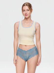 Bonmuse 6件組女款性感蕾絲內褲 中腰無縫三角褲 收腹提臀彈性條紋內衣 - 彩色 - 查看 9