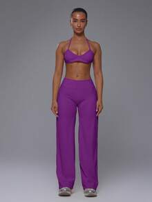 Musera Sport Active Scoop Sports Bra With High Rise Loose Fit Trousers Sold As Set - Purple - View 5