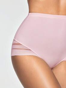 SHAPORA 女款網格拼接高腰休閒日常塑形三角內褲 - 淺粉色 - 查看 5