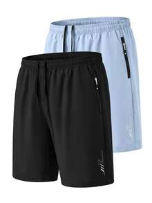 Manfinity Homme Conjunto de 3 piezas de pantalones cortos minimalistas con cordón y bolsillos para hombre, verano - Multicolor - Ver 2