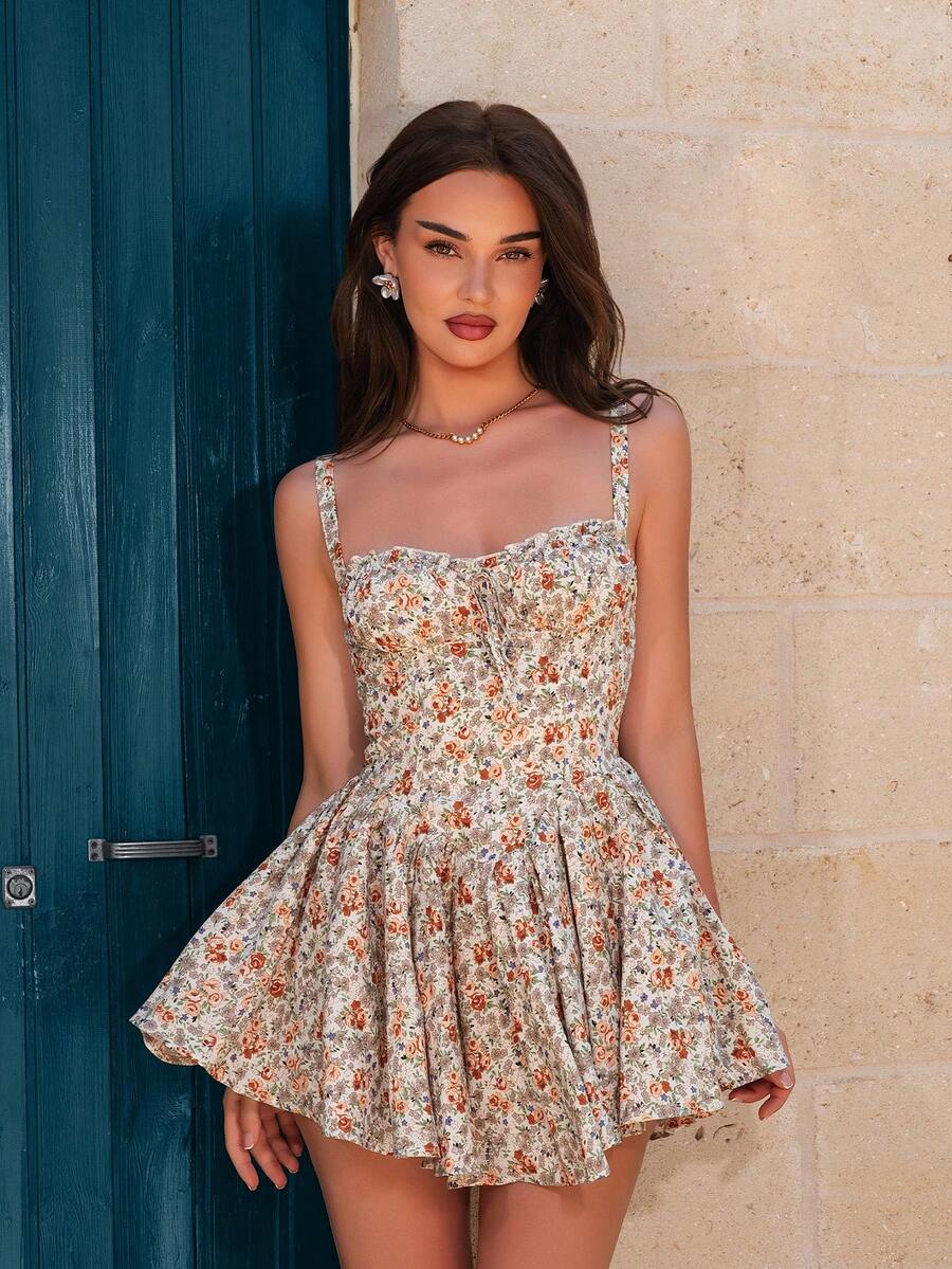 Bris Aura Sundress;Summer Court Style Floral Ruffle Dress Ballet-Inspired Dress,Summer Dresses For Women Party Elegant - Multicolor - View 1