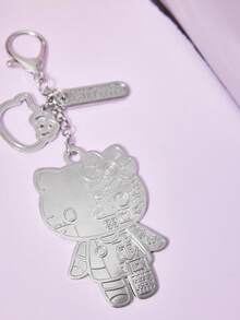 HELLO KITTY AND FRIENDS | POKOJA LAND 1個半機械臉設計鑰匙圈，輕巧精緻，合金材質，可愛帶酷感。可用作包包吊飾、行李吊牌或汽車鑰匙圈，適合日常通勤與旅行。也是送給閨蜜、女友或自己的獨特生日、情人節、聖誕節及其他節日禮物 - 銀色 - 查看 3