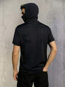 Manfinity Homme Men's UV Protection Short Sleeve Hooded Surf Suit - Black - View 7