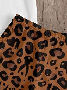LOONEY TUNES X SHEIN Manfinity Joysei تي شيرت رجالي بطبعة كرتونية وأكمام قصيرة وشورت بطبعة نمر، ملابس كاجوال يومية - متعدد الألوان - مشاهدة 4