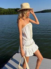 Sydney Algeri Women Sequin Decor Strapless Mini Dress Elegant Summer - Apricot - View 6