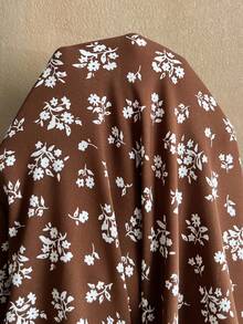 SHEIN Frenchy 女款大尺碼碎花喇叭袖洋裝，適合日常穿著與通勤 - 棕色 - 查看 10