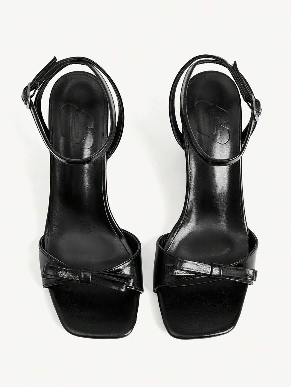 CUCCOO CHICEST Women's Shoes Three-Dimensional Bow Square Toe Slope Heel Commuter Versatile Black PU Leather Women's Slope Heel Platform Sandals Dating Vacation