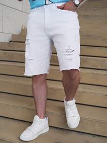 LEOGASHI Pendek Denim Pria - Putih - View 3