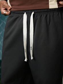 EVRINFINITE Men's Loose Fit Straight Leg Casual Pants With Side Stripe And Drawstring Waist, Fall - Black - View 4