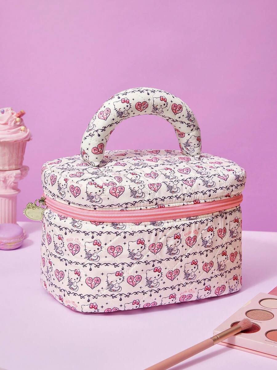 HELLO KITTY AND FRIENDS | Joivida 1個 HELLO AND FRIENDS X Joivida 時尚簡約便攜式化妝收納包,迷你化妝工具袋、刷子收納盒與旅行必需品,適合女性、女孩、旅行、居家、日常使用、返校,生日或週年紀念的可愛禮物 - 白色 - 查看 1