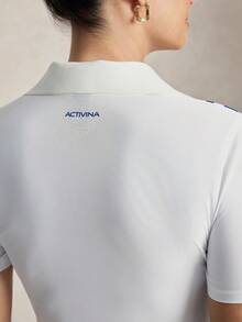 Activina 女士白色领条纹装饰运动Polo衫 - 白色 - 查看 4
