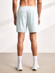 Driftmere Men's Letter Print Zipper Pocket Elastic Waist Sports Shorts, Boyfriend Style - Light Grey - View 2