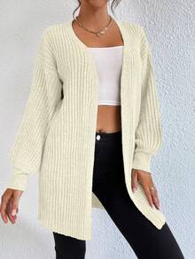 EURMUSE Casual Solid Color Loose Batwing Cardigan - White - View 4