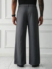 Manfinity Homme Men's White Draped Comfortable Casual Spring/Summer Pants - Dark Grey - View 2