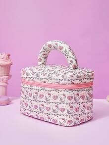 HELLO KITTY AND FRIENDS | Joivida 1個 HELLO AND FRIENDS X Joivida 時尚簡約便攜式化妝收納包，迷你化妝工具袋、刷子收納盒與旅行必需品，適合女性、女孩、旅行、居家、日常使用、返校，生日或週年紀念的可愛禮物 - 白色 - 查看 3