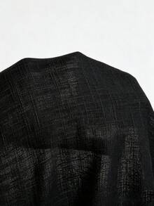 MaterniWear Atasan Hamil Wanita Kasual Longgar dengan Kerah Lipat dan Tali Serut, Model Tenun Warna Polos yang Modis untuk Aktivitas Luar Ruangan - Hitam - View 8