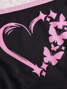 SHEIN 【5入隨機】青少年女孩三角內褲 可愛蝴蝶結 蝴蝶愛心花卉印花 黑色粉色 柔軟內褲 - 彩色 - 查看 4