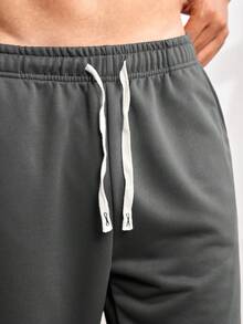 Driftmere 1pc Men's Drawstring Waist Loose Wide Leg Casual Sweatpants, Suitable For Autumn/Winter Spring Sports - Dark Grey - View 5