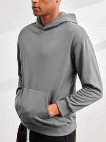Driftmere Men's Fashionable Solid Color Hoodie - Dark Grey - View 5