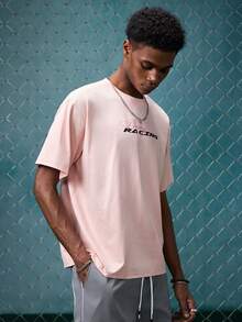 EVRINFINITE Zrgoth Men's Fashionable Versatile Racing Culture Graphic Print Short Sleeve T-Shirt - Pink - View 6