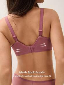 LUVLETTE Underwire Lightly Lined Rose Color Mesh Lace Push-Up Support Sheer Minimizer Lingerie Bra - Rusty Rose - View 6