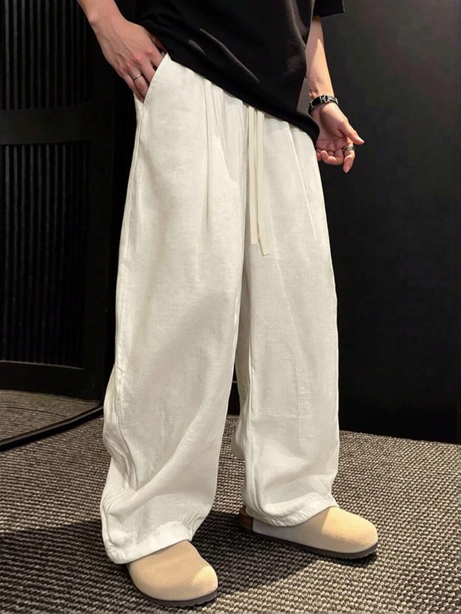 Manfinity Hypemode Plus Size Men's Solid Color Casual Daily Travel Pants With Pockets - Apricot - View 1