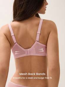 LUVLETTE Underwire Lightly Lined Pink Mesh Lace Push-Up Support Sheer Minimizer Lingerie Bra - Pink - View 5