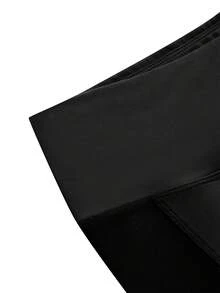 SHEIN Cheerettes 女款純色休閒健身運動短褲 黑色高腰網布拼接收腹提臀透氣運動短褲 適合健身房瑜伽 - 黑色 - 查看 7