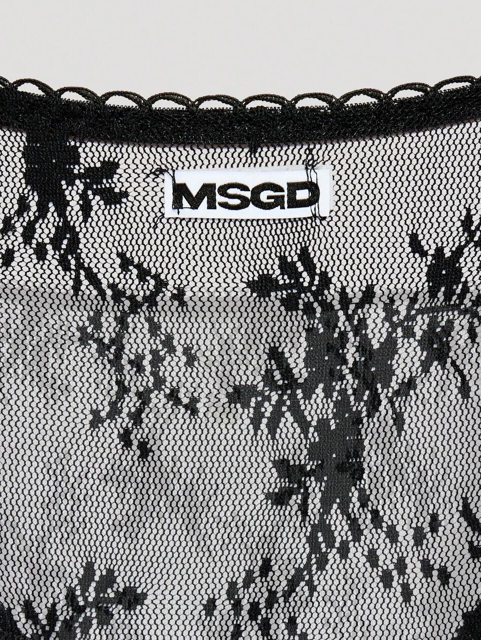 MISSGUIDED MSGD Sheer Lace Bra And Panty Set With Floral Embroidery Scallop Trim And Logo Detail Lingerie