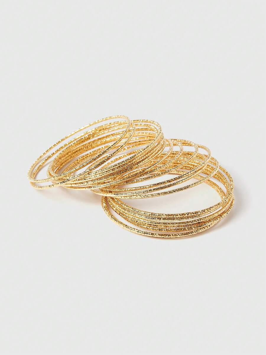SHEIN BAE European And American Fashion 2.0 Thickened New Style Glittering Starry Sky 20-Loop Bangle Bracelet For Women, Suitable For Gift, Daily Wear, And Parties