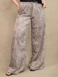 Ximena Robles Ximena Robles Thin Sexy Leopard Print Wide Leg Pants, Suitable For Casual Wear, Back To School Fall Cloth For Women Vacation Summer - Multicolor - View 3