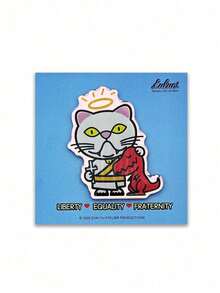 POKOJA LAND Angel Cat Holding Dinosaur Fridge Magnet, 1pc,Cute Refrigerator Magnet, Strong Magnetic Acrylic Meme Kitchen Decor, Cat Lover Gift, Liberty Equality Fraternity,PokojaLand&Luluni - 1PC - View 8
