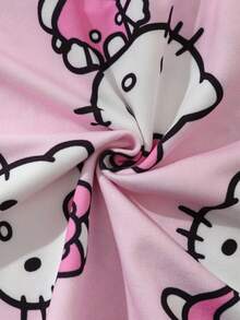 HELLO KITTY AND FRIENDS | SHEIN Gaun Kasual Lengan Pendek Leher Bulat Motif Kartun untuk Anak Perempuan - Berwarna merah muda - View 8