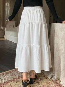 Dazy-Less Falda blanca texturizada para mujer - Blanco - Ver 2