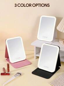 JMMO Portable Foldable LED Makeup Mirror, Dimmable Light Travel Cosmetic Mirror With PU Leather Cover, Back To School Essential - Multicolor - View 4