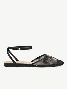 CUCCOO CHICEST Women's Mesh Embroidered Flat-Soled Shoes Fall Shoes - Black - View 3
