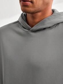 Driftmere Men's Fashionable Solid Color Hoodie - Dark Grey - View 6