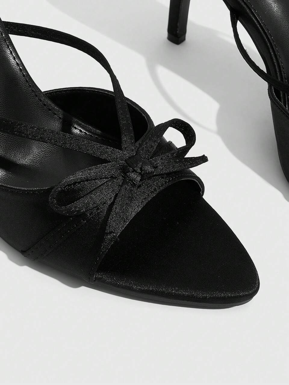 CUCCOO SZL Pointed Thin Heels Slippers Women Wear Black Bow Mules Shoes Sexy Temperament Versatile High Heels Women's Shoes