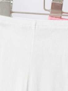 SHEIN 5件套女婴休闲纯色弹力腰针织短裤套装 - 彩色 - 查看 6